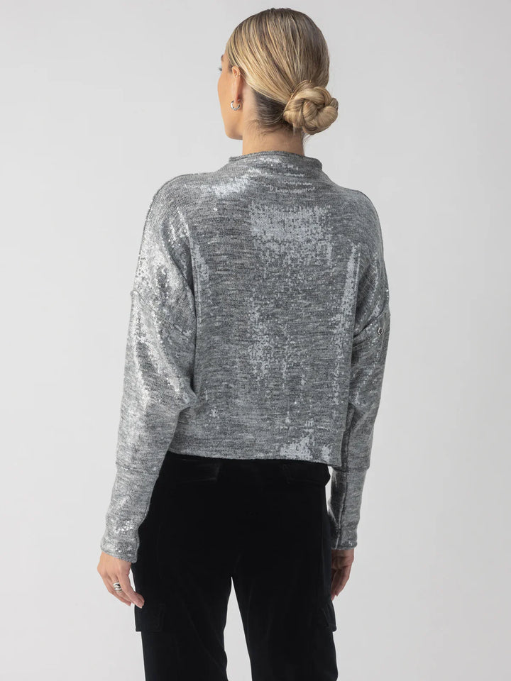 SEQUIN FUNNEL NECK TOP