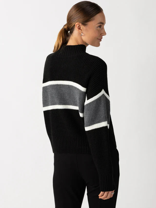 MOCK NECK STRIPE SWEATER