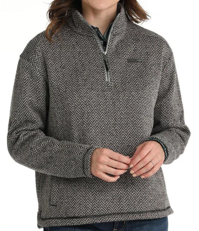 CINCH WOMEN'S 1/4 ZIP KNIT PULLOVER in GREY