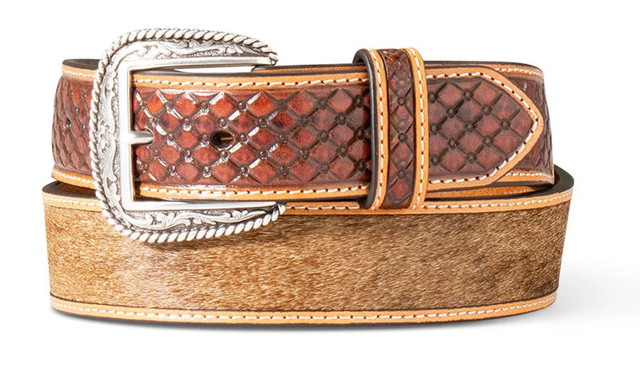 ARIAT MEN'S DIAMOND EMBOSSED CALF HIDE BELT