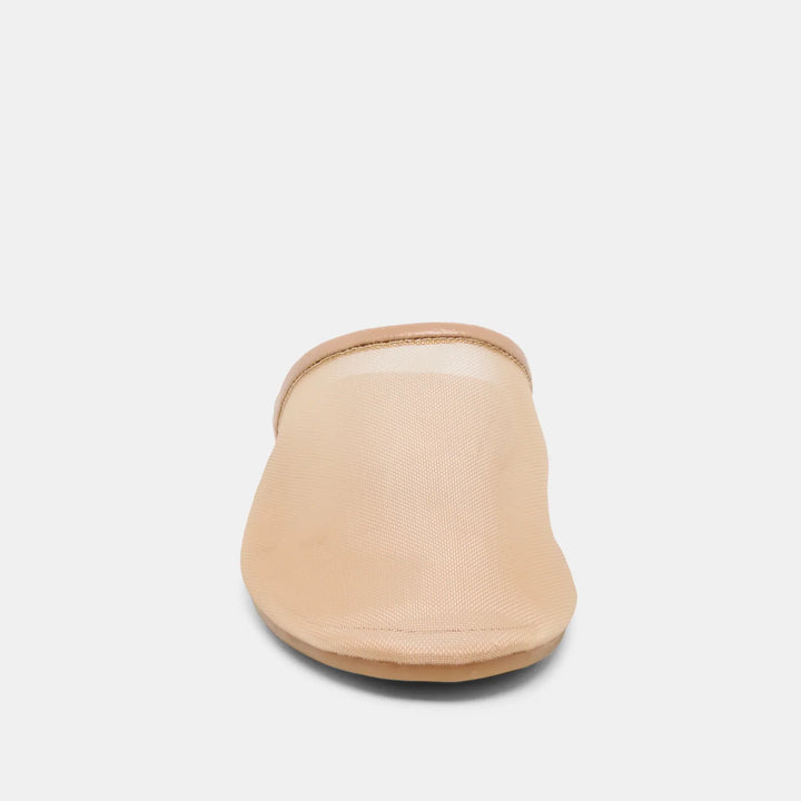 The Zertz GENI beige mesh slip-on slipper is displayed from the front against a plain white background.