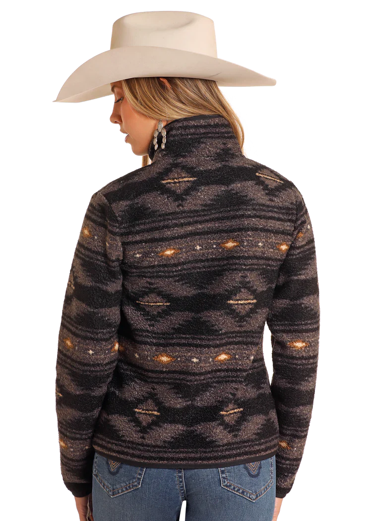 LADIES POWDER RIVER AZTEC BERBER JACKET in BLACK