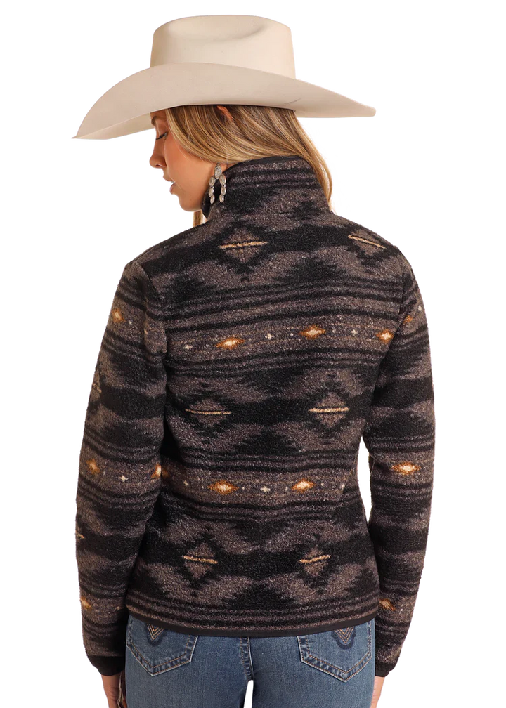 LADIES POWDER RIVER AZTEC BERBER JACKET in BLACK