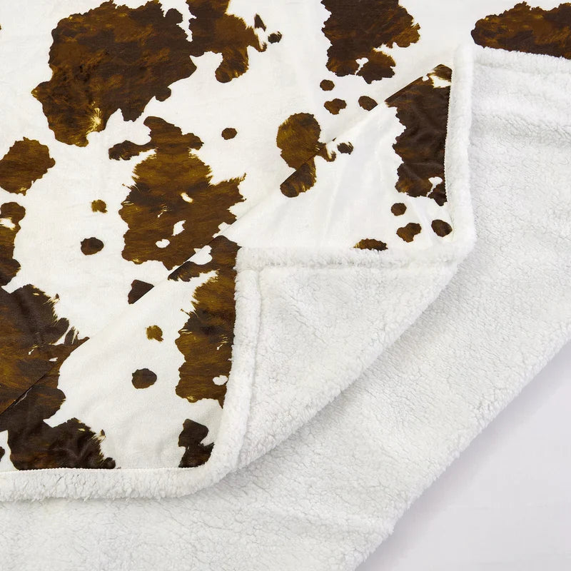 ELSA COWHIDE CAMPFIRE SHERPA THROW BLANKET