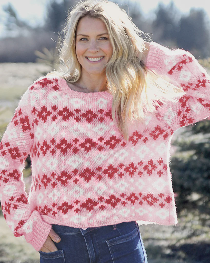 SHRUNKEN FAIR ISLE CREW CHUNKY SWEATER