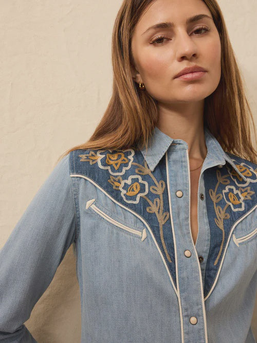 EMBROIDERED DENIM WESTERN SHIRT