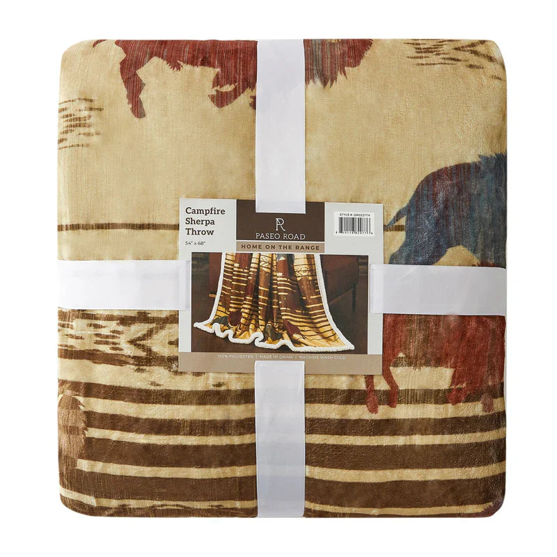 HOME ON THE RANGE CAMPFIRE SHERPA THROW BLANKET