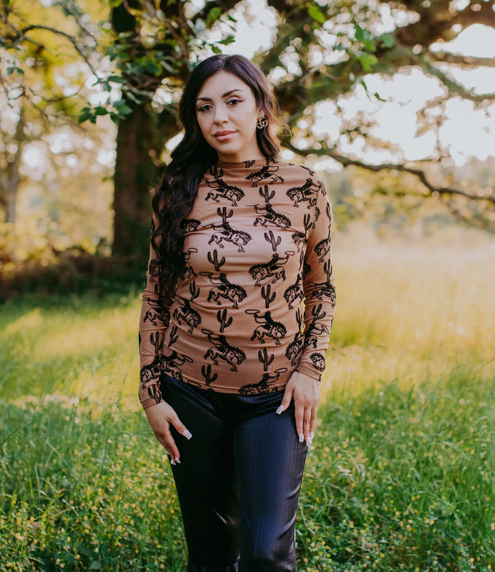 Cowboys & Cactus Mesh Top