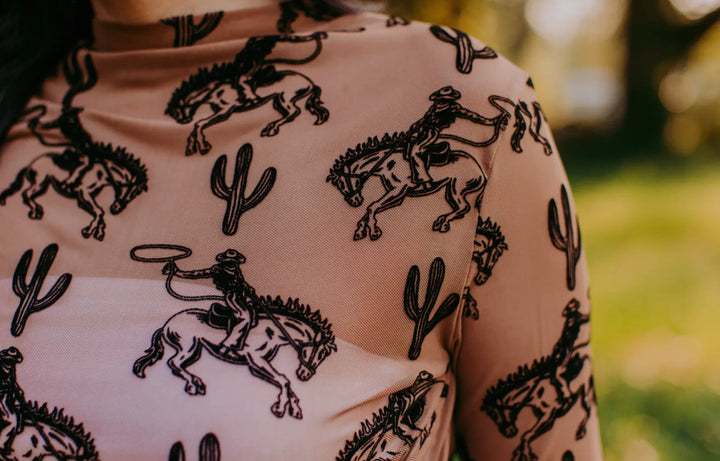 Cowboys & Cactus Mesh Top