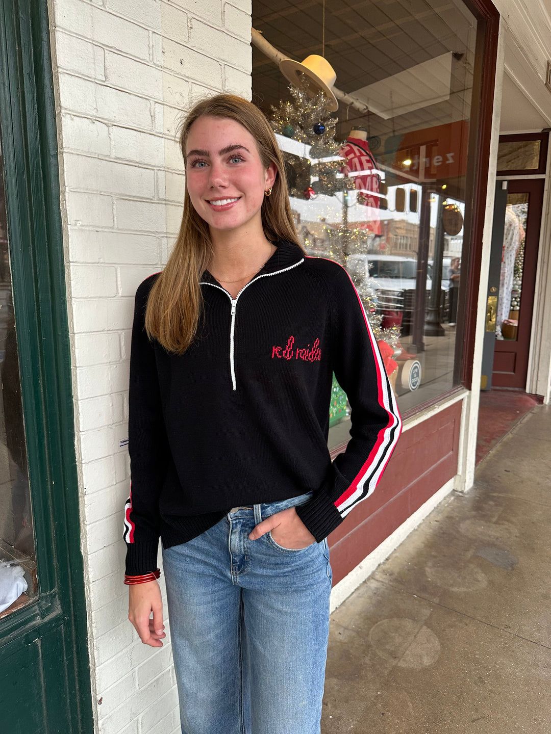 RED RAIDERS HALF ZIP SWEATER