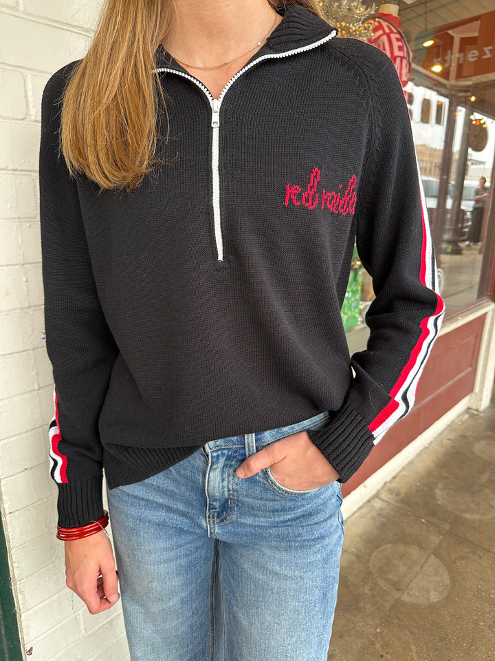 RED RAIDERS HALF ZIP SWEATER