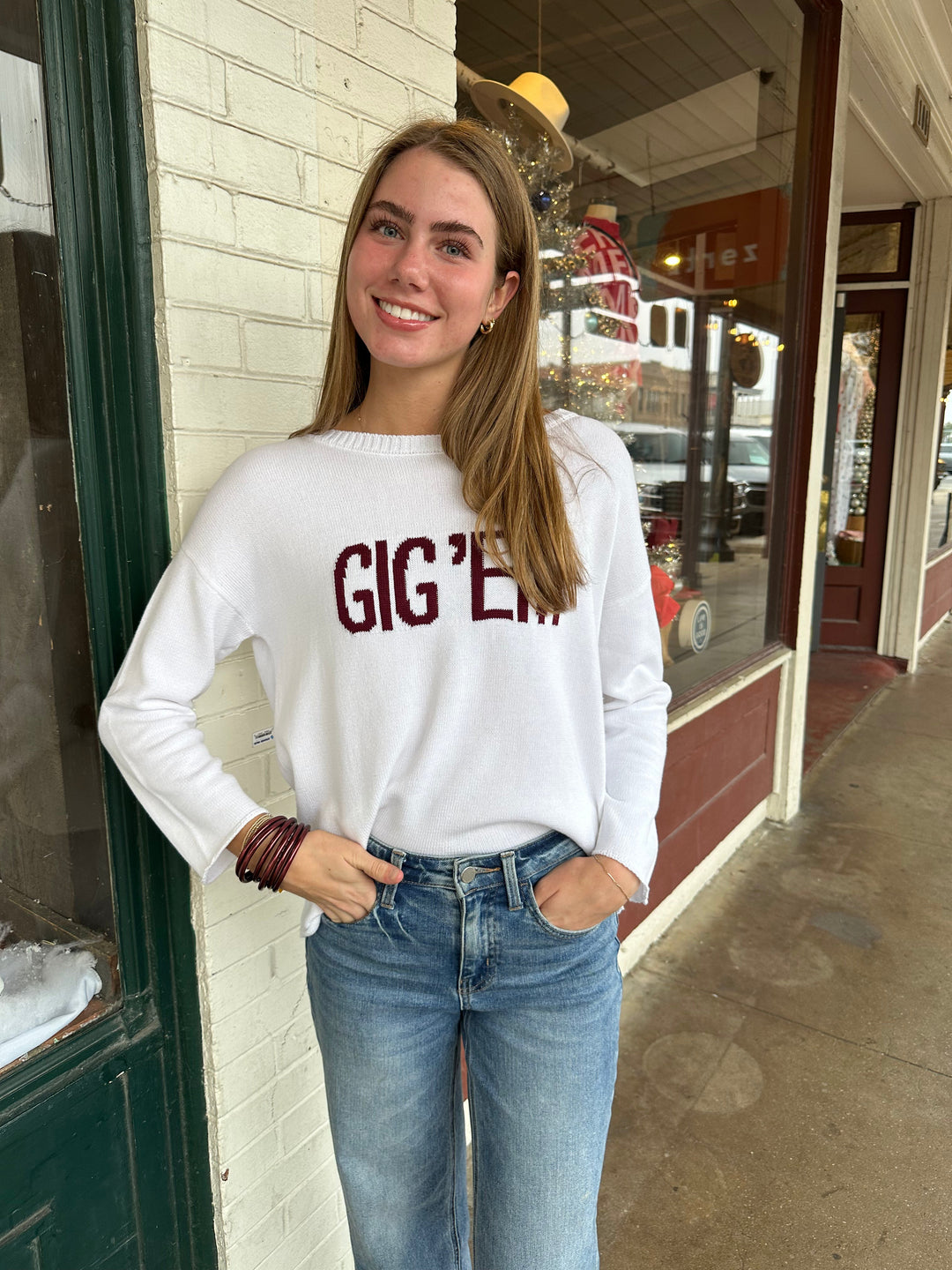 THUMB UP GIG 'EM COLLEGE GAME DAY SWEATERS