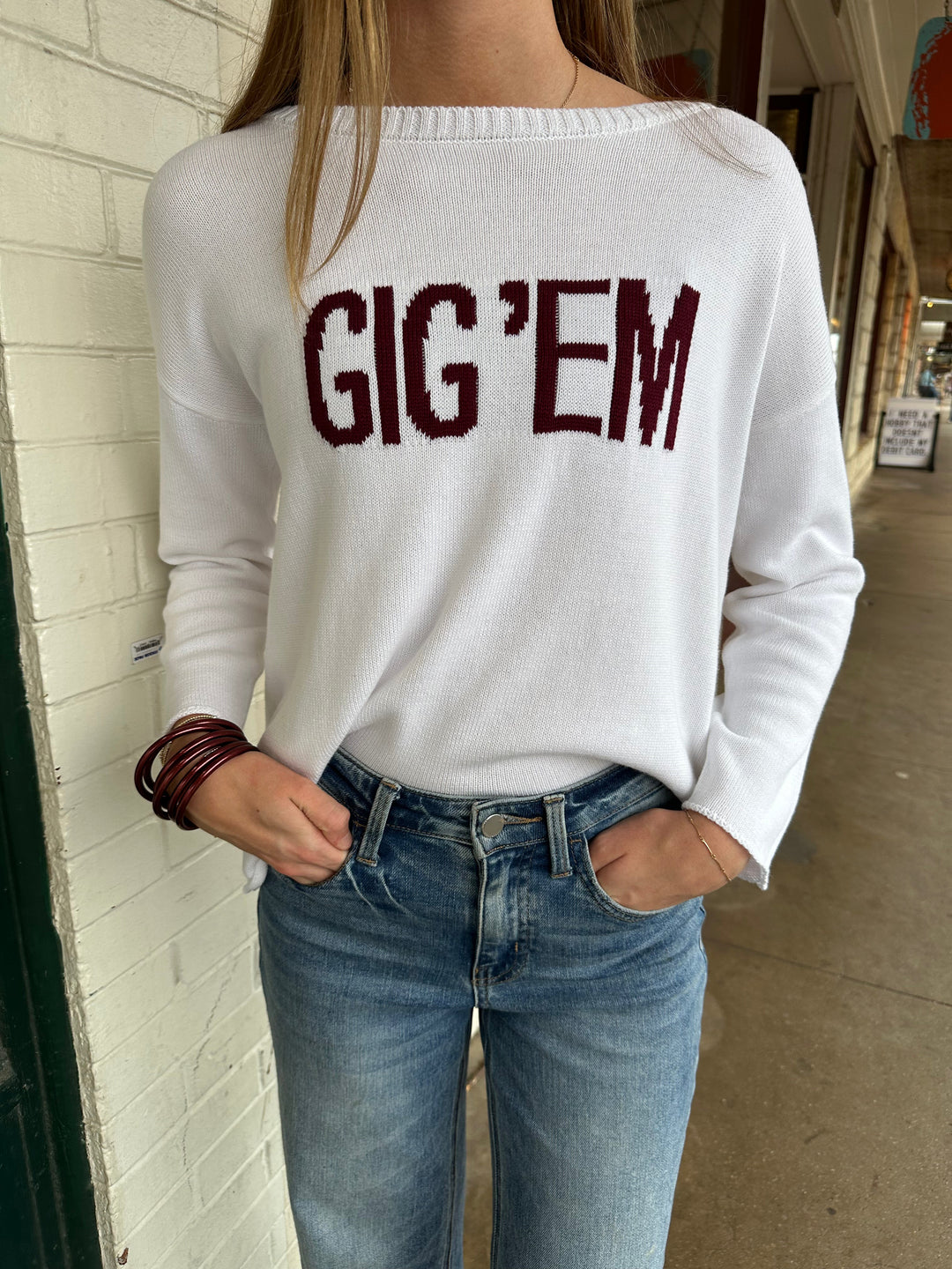 THUMB UP GIG 'EM COLLEGE GAME DAY SWEATERS