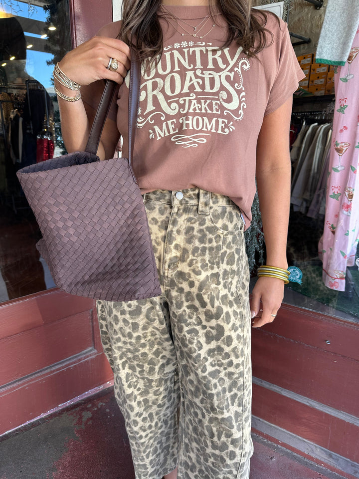 LEOPARD PRINTED BARREL PANTS