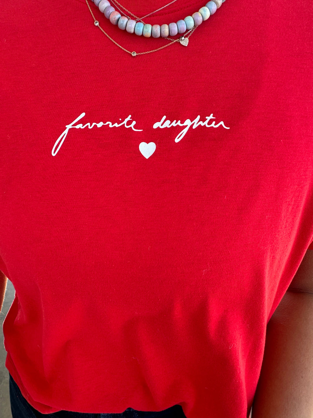 FAVORITE DAUGHTER CHEST LOGO RINGER TEE