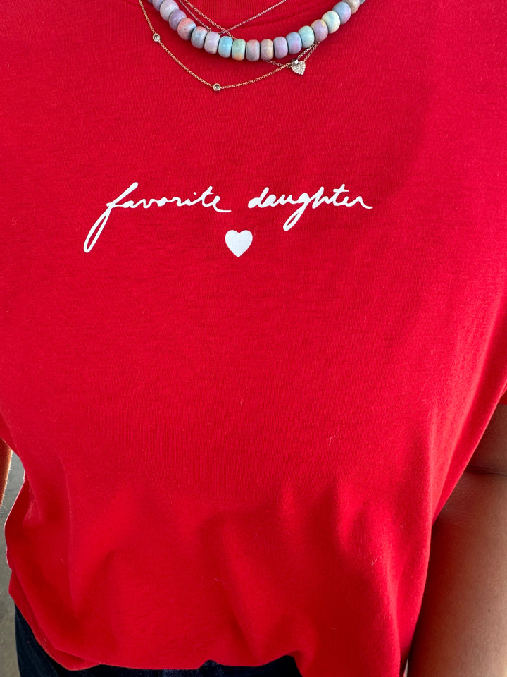 FAVORITE DAUGHTER CHEST LOGO RINGER TEE