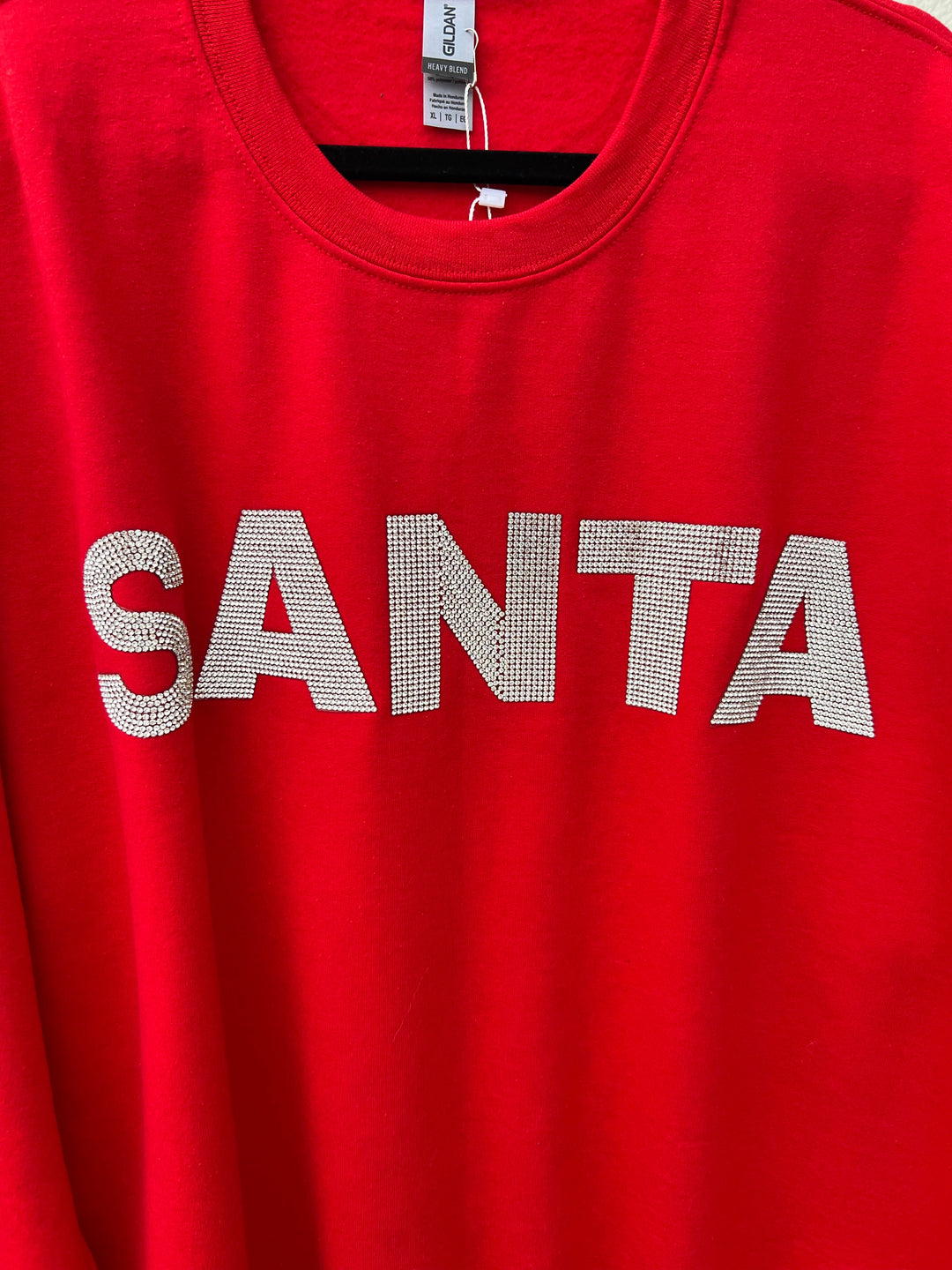 BLING SANTA RED CREW NECK SWEATSHIRT