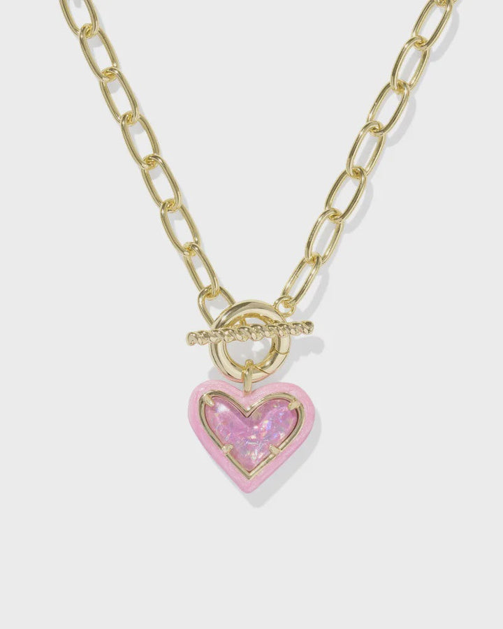 ARI HEART ENAMEL FRAME CHAIN NECKLACE