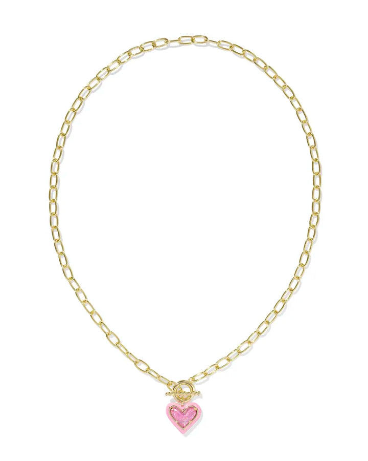 ARI HEART ENAMEL FRAME CHAIN NECKLACE