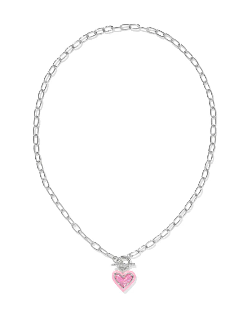 ARI HEART ENAMEL FRAME CHAIN NECKLACE