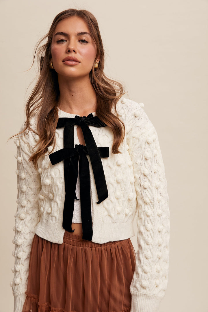 BOW TIE KNIT CARDIGAN