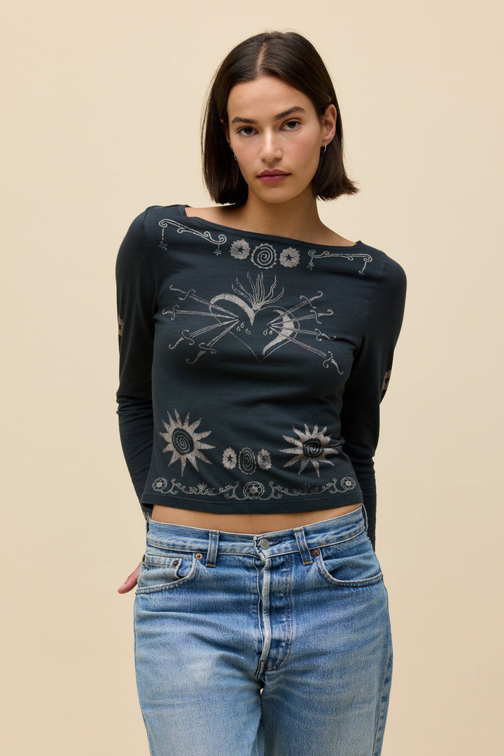 SACRED HEART BOAT NECK LG SLV