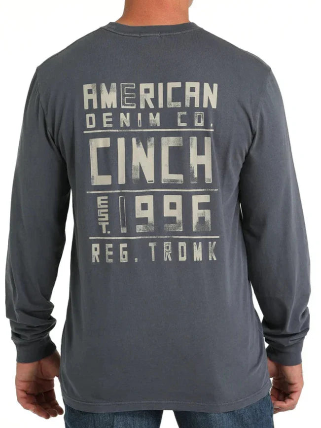 CINCH MEN'S LONG SLEEVE SCREEN PRINT JERSEY TEE in NAVY