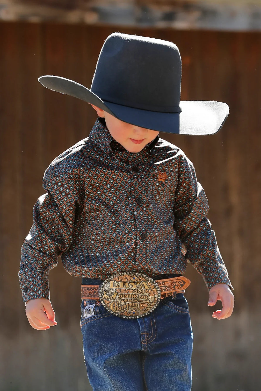 CINCH TODDLER GEO PRINT BUTTON-DOWN WESTERN SHIRT - BROWN