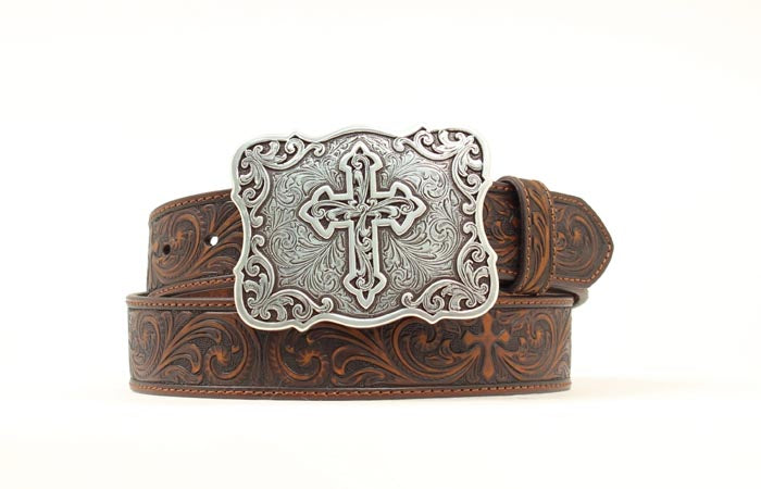 Nocona Women's Brown Embossed Cross Belt