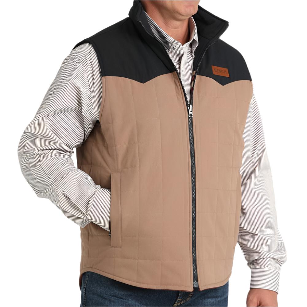 CINCH MEN'S TWILL AND WAX REVERSABLE VEST - KHAKI