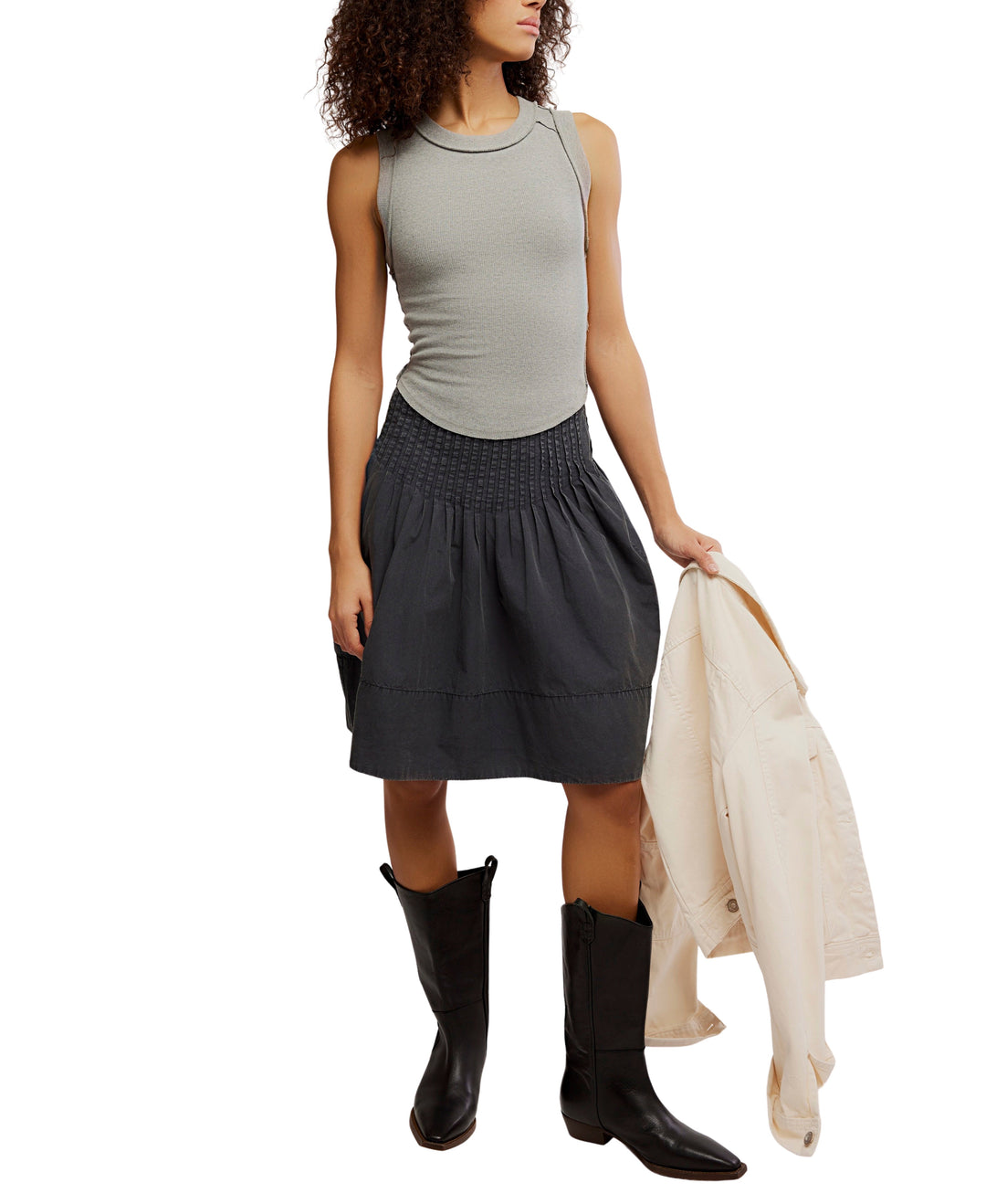 PEYTON PINTUCK MIDI SKIRT