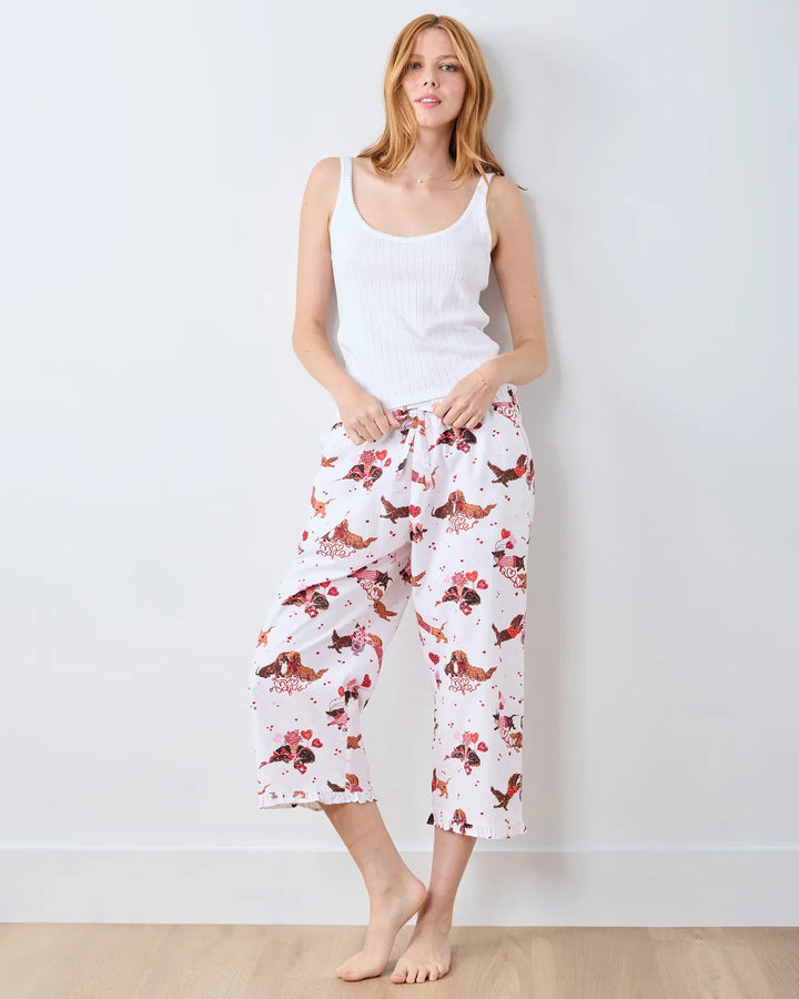 DACHSHUND DATE RUFFLE CROPPED PANT