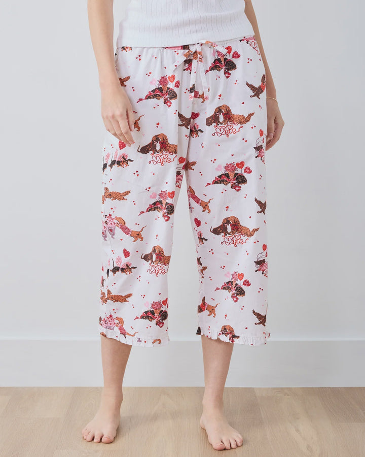 DACHSHUND DATE RUFFLE CROPPED PANT