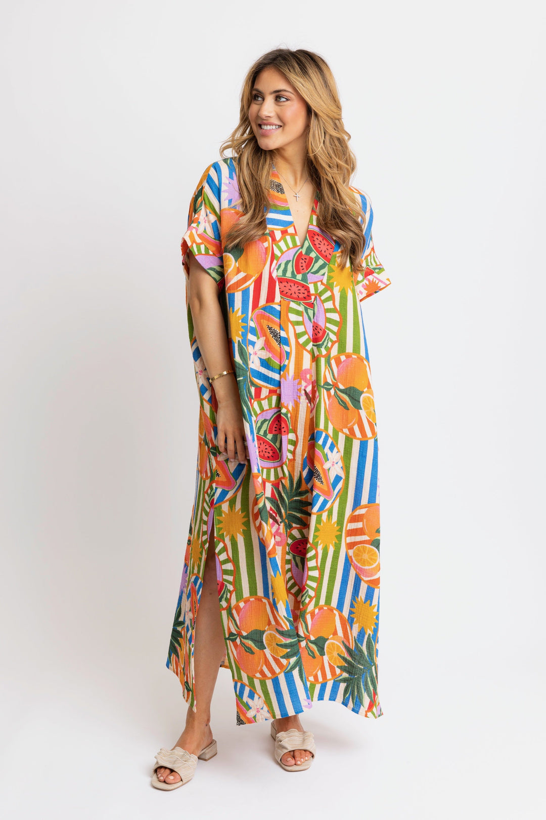 TROPICAL FRUIT MAXI DRESS