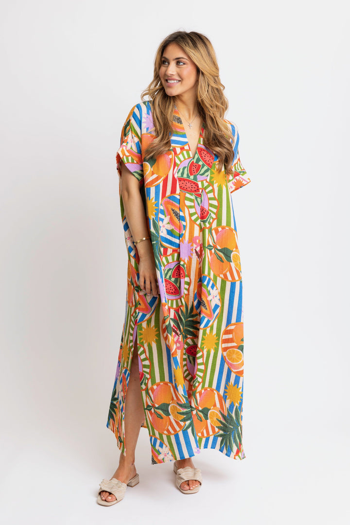 TROPICAL FRUIT MAXI DRESS