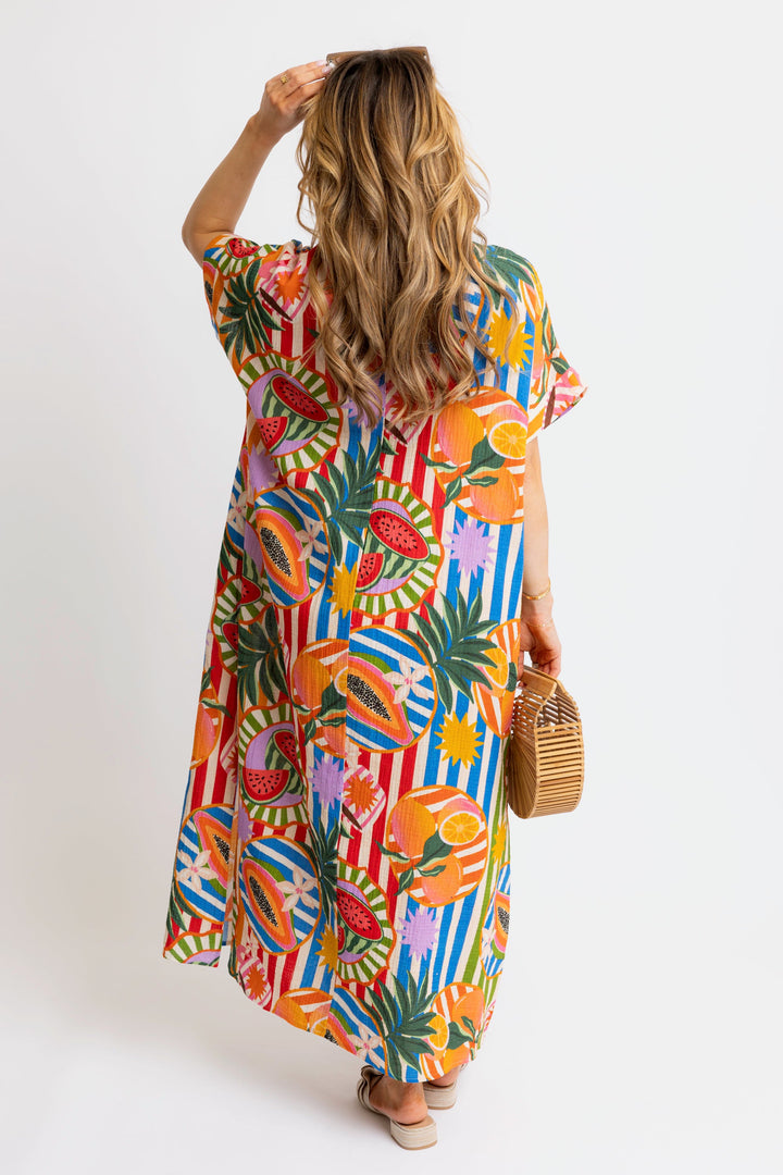 TROPICAL FRUIT MAXI DRESS
