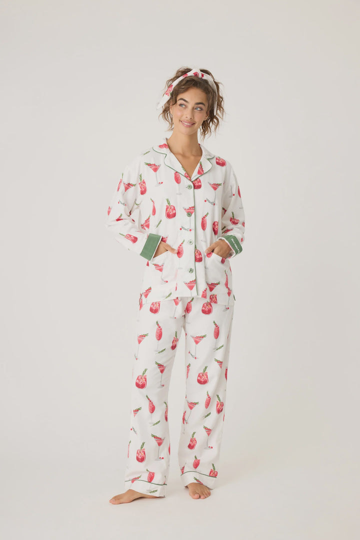 CRANBERRIES & COCKTAILS FLANNEL PJ SET