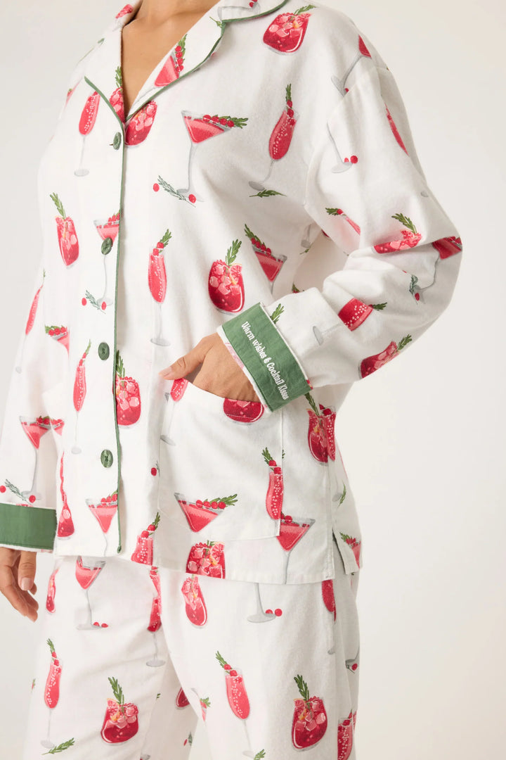 CRANBERRIES & COCKTAILS FLANNEL PJ SET