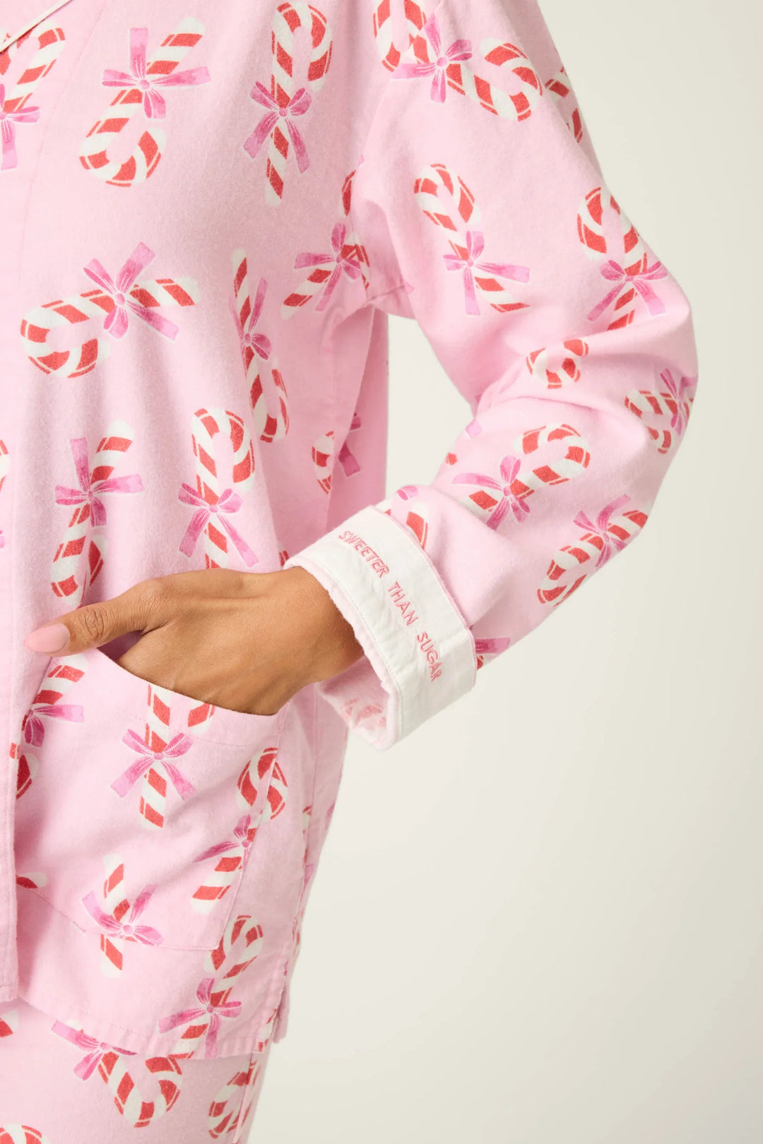 CANDY CANE PRINT FLANNEL PJ SET