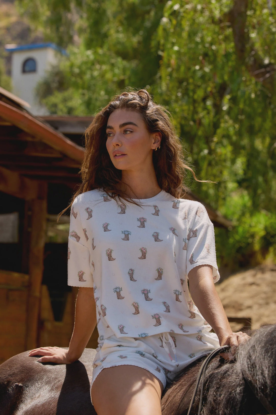 SHORT SLV WESTERN BLOOM TEE