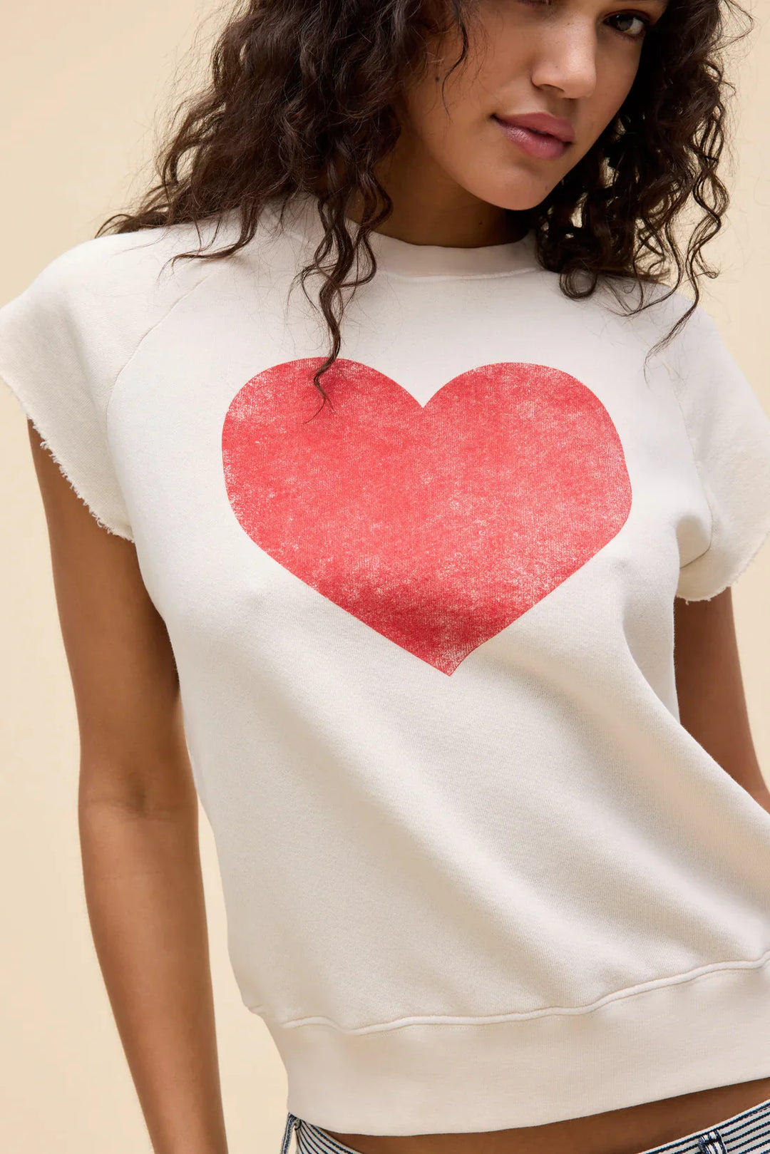 HEART CUT OFF SWEATSHIRT