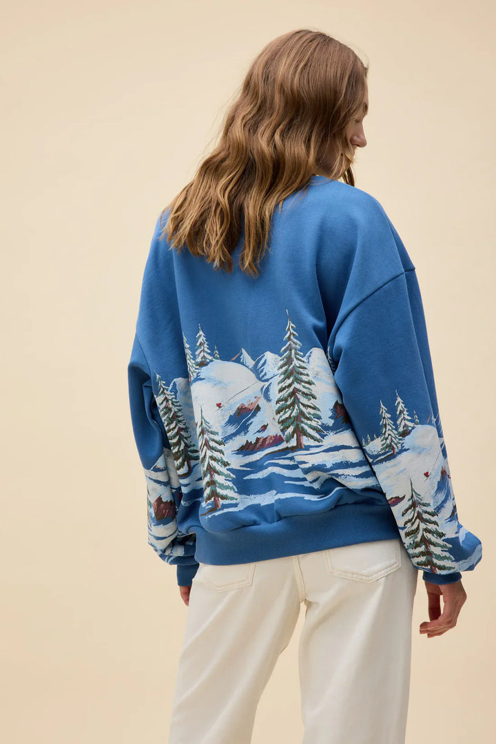 ALPINE SKI SCENE OVERSIZED CREW SWTSHRT