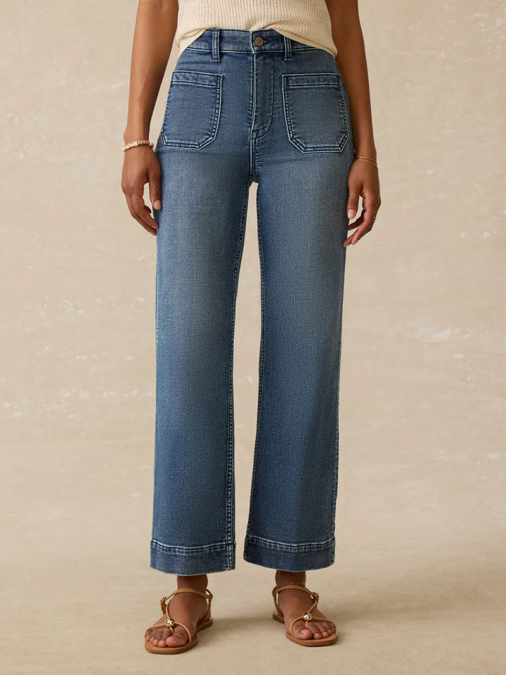 STRETCH TERRY PATCH POCKET ANKLE PANT
