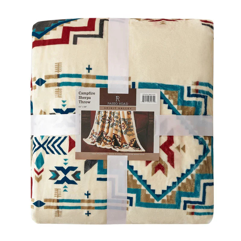 SPIRIT VALLEY CAMPFIRE SHERPA THROW BLANKET