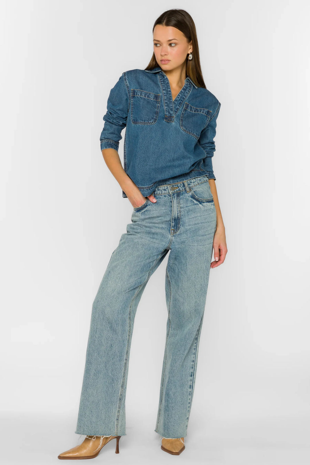 STEVIE LONG SLV V NECK