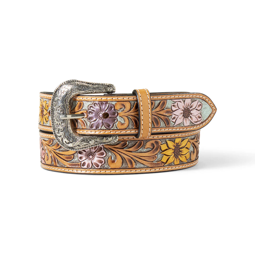 ARIAT SUNFLOWER DAISY HAND TOOLED LADIES BELT