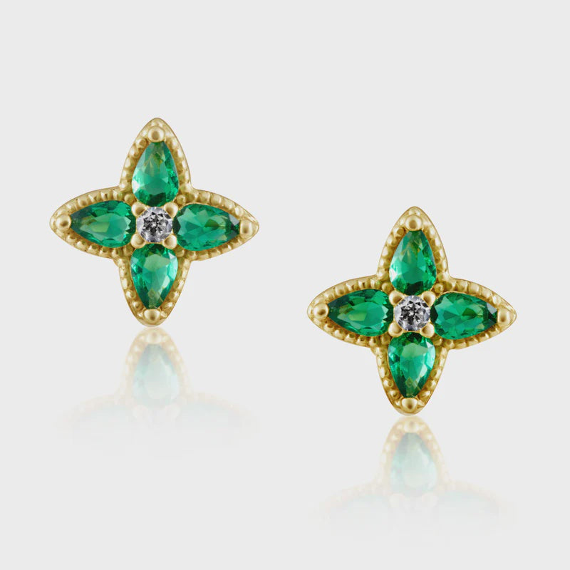 SHARI EMERALD STUDS
