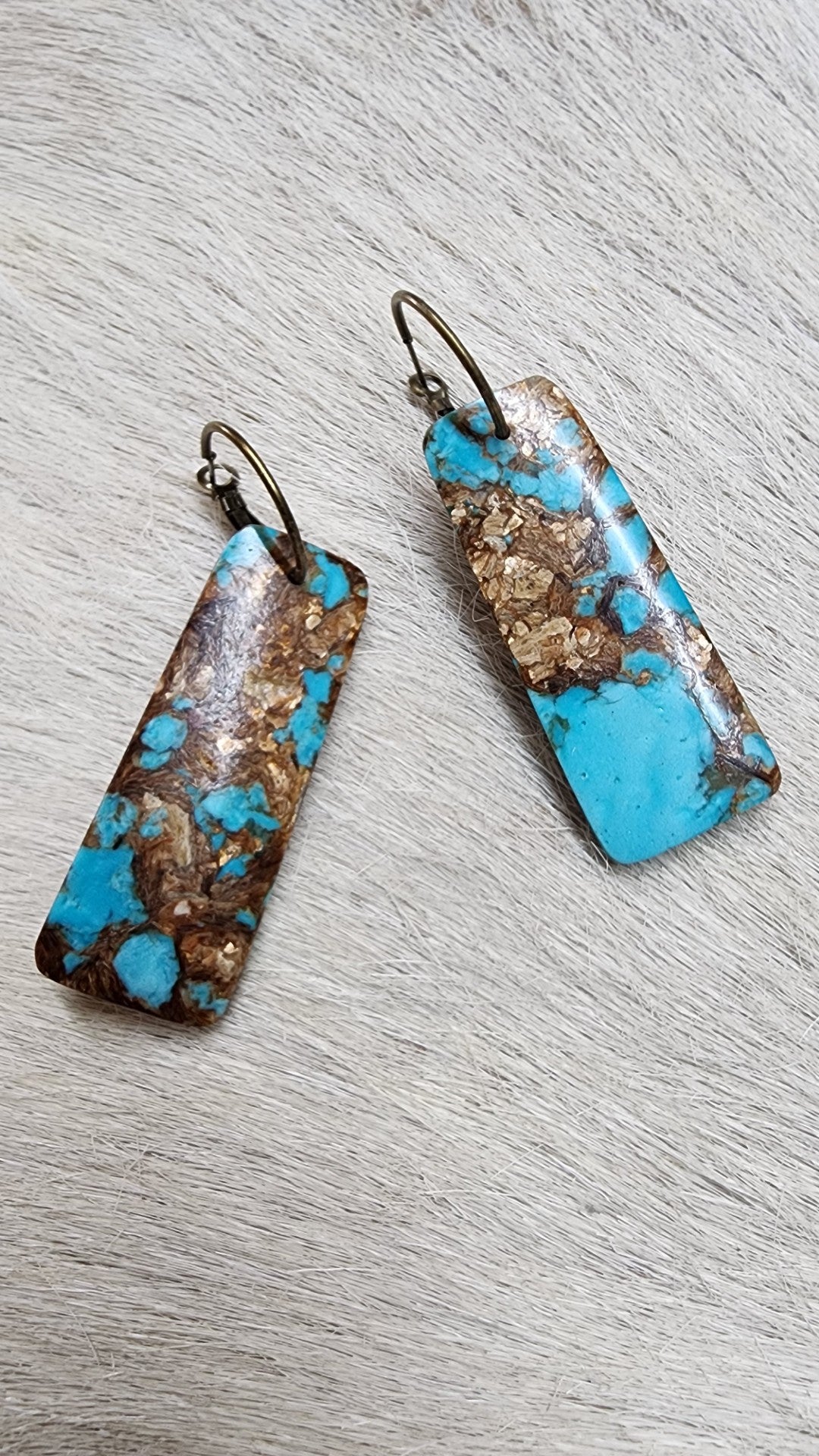 Large Turquoise Slab Earrings
