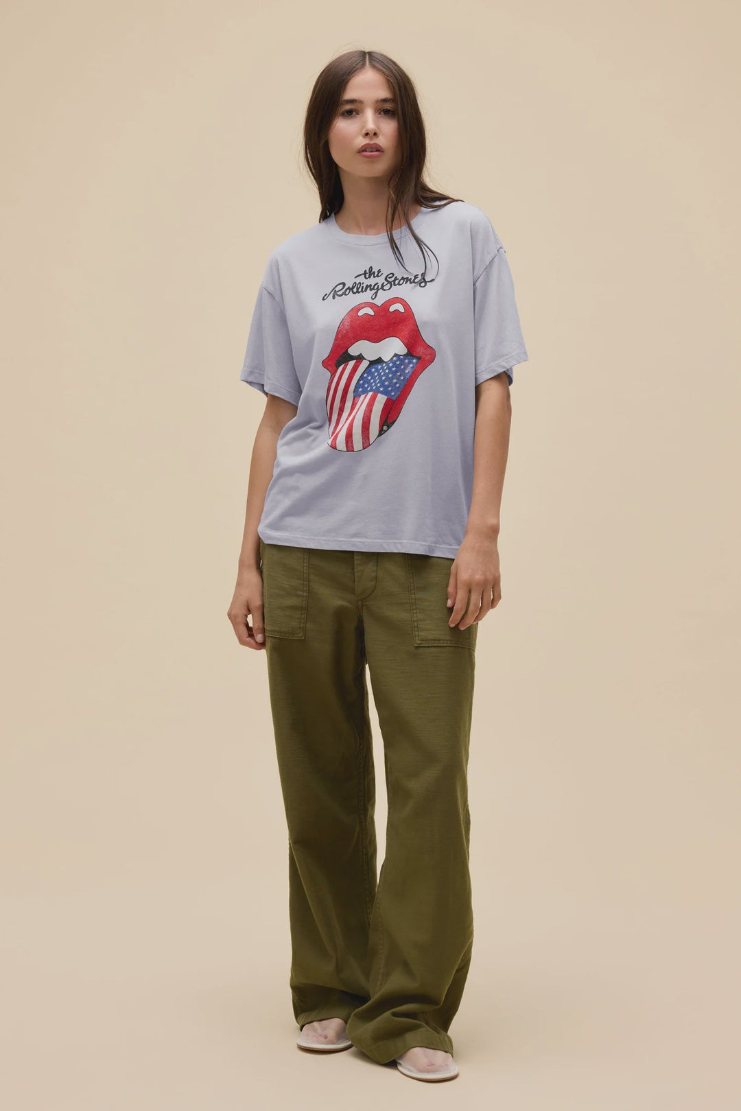ROLLING STONES FLAG TOUNGUE BURNOUT BF TEE