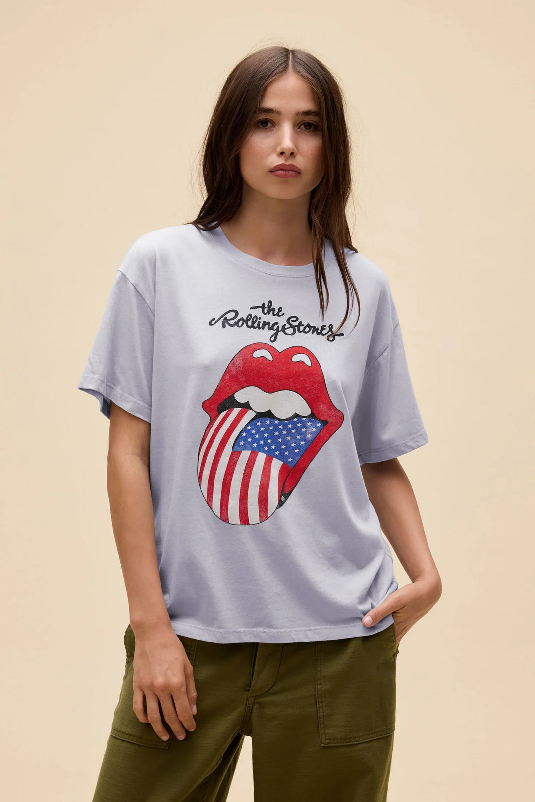 ROLLING STONES FLAG TOUNGUE BURNOUT BF TEE